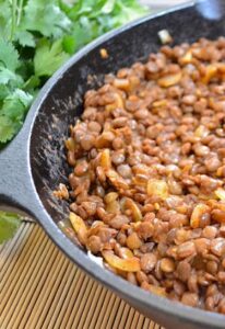 Lentil Tacos skillet close-up